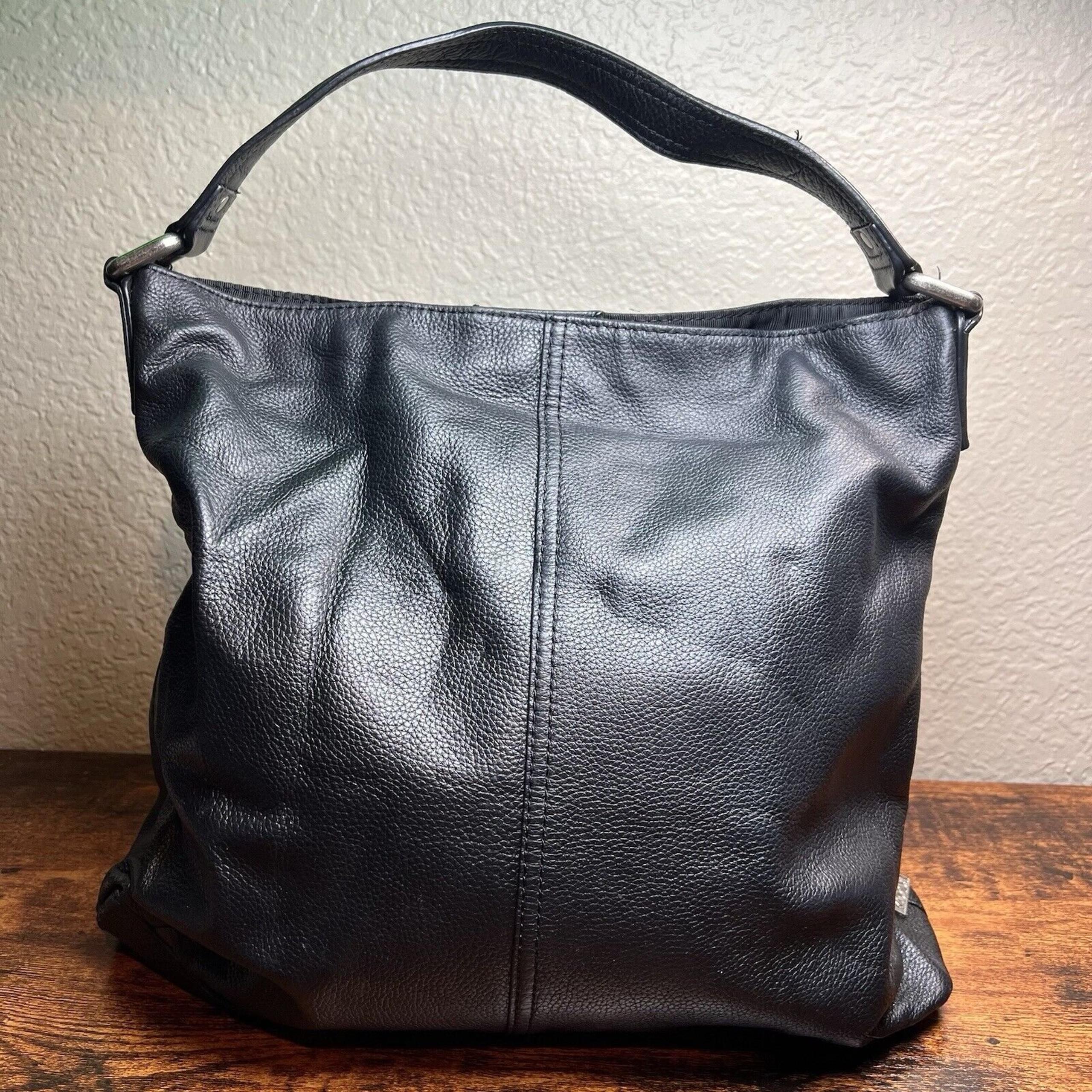 KOOBA Large Black Pebbled Leather Tote Boho Shoulder Handbag Purse