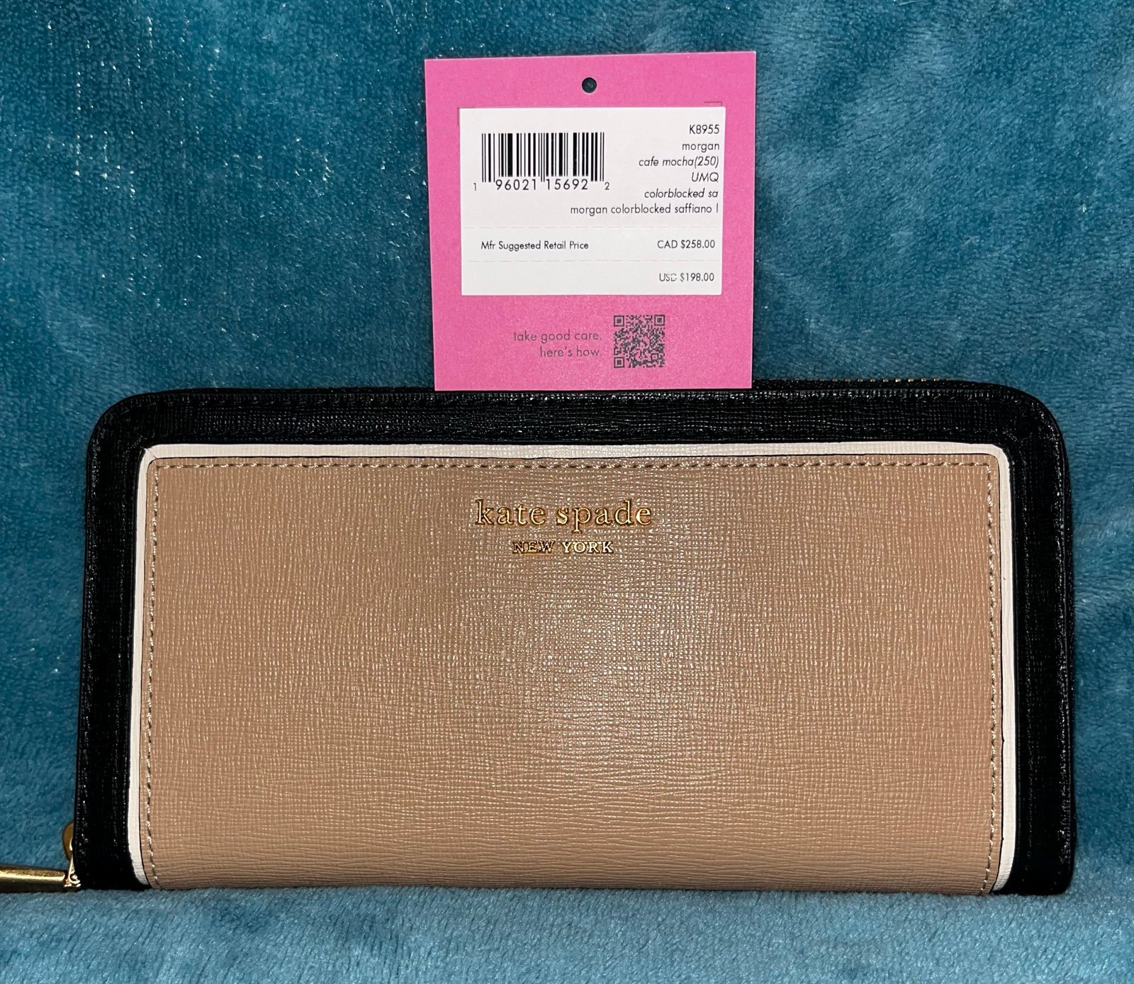 Kate Spade Black and Tan Color block Wallet Sleek Design