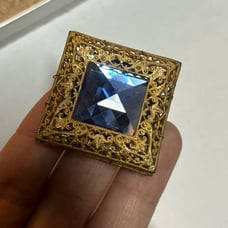 Signed Miriam Haskell faux sapphire crystal brooch