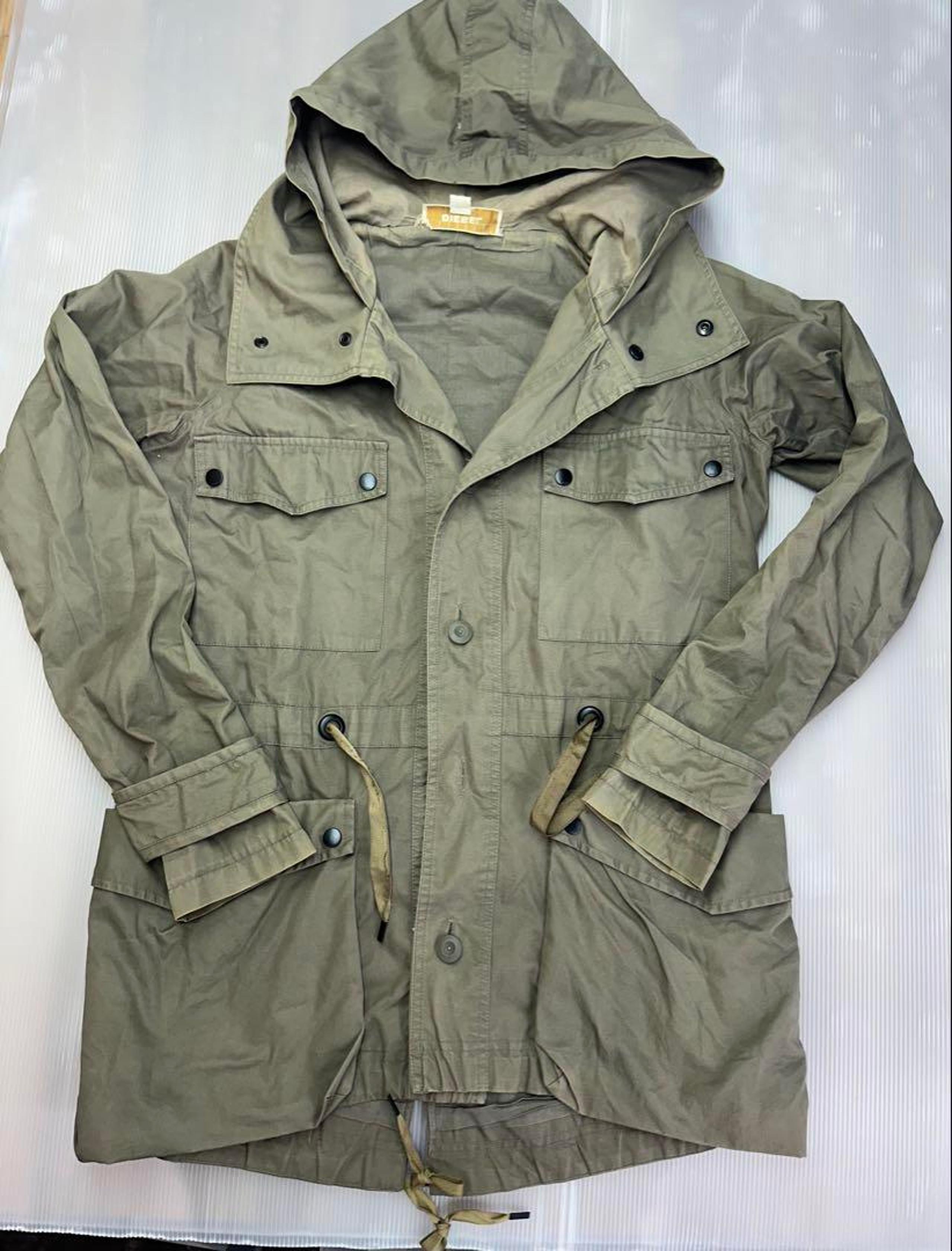 $ DIESEL Khaki Hooded Military Jacket