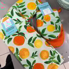 Summer orange and lemon kitchen towel and oven mitt set martha stewart
