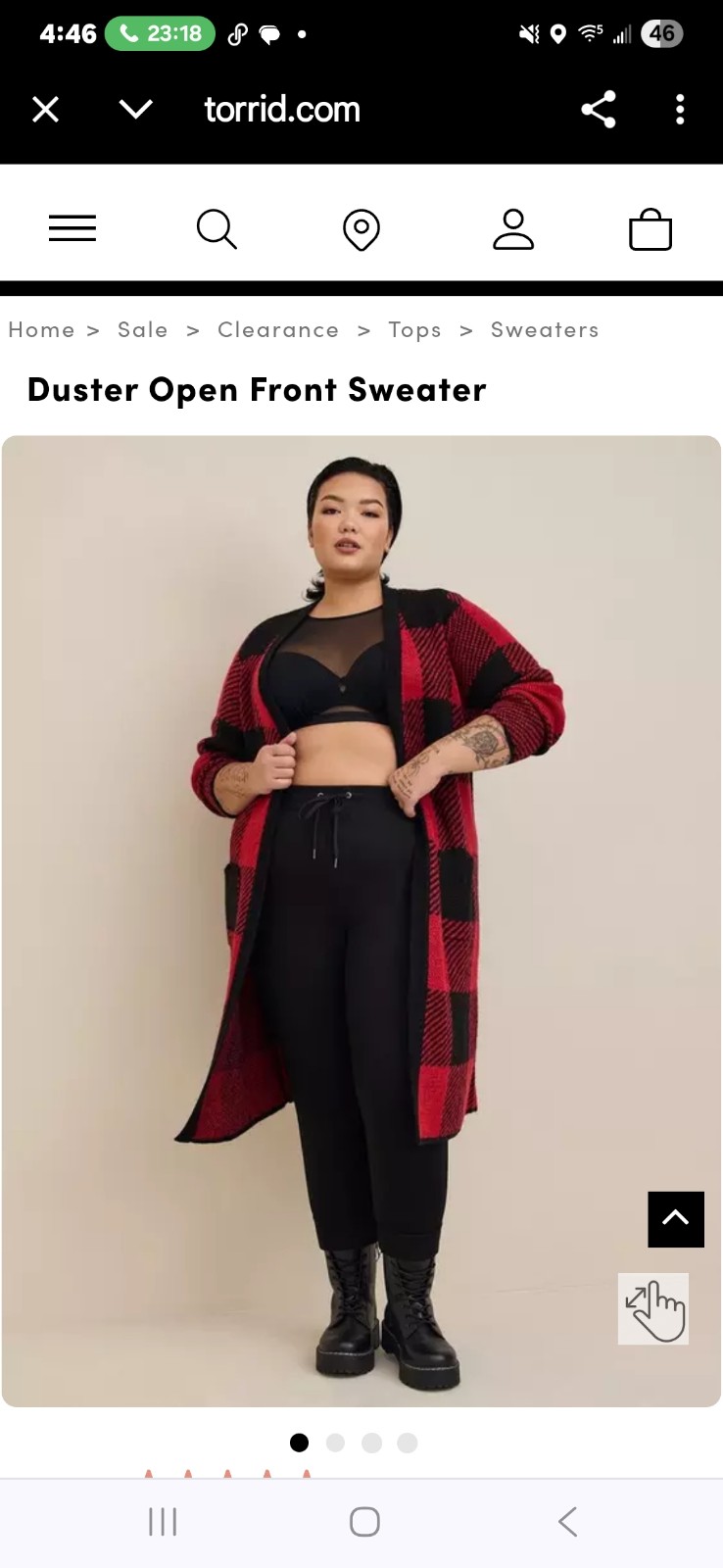 Torrid NWT Open Front Buffalo Plaid Long Sweater