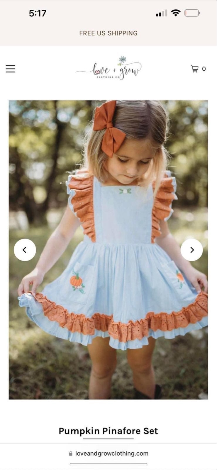 love and grow Pumpkin Pinafore Set