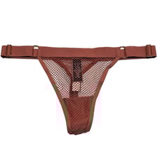NWT VICTORIA'S SECRET Very Sexy Thong Pantie/Underwear Sz M Brown Gold Accents