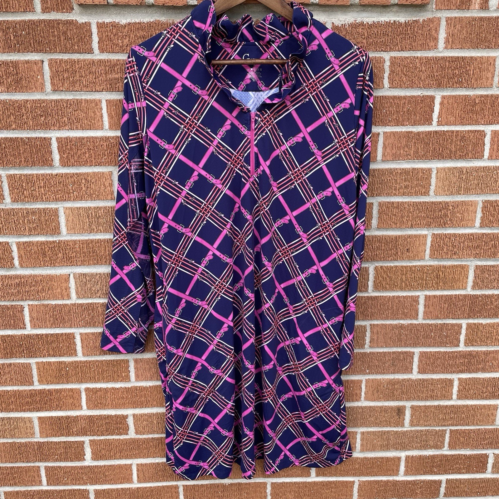 Gottex Lifestyle Rocco Therm CMB Cool Menthol Boost Dress XL British Navy Plaid
