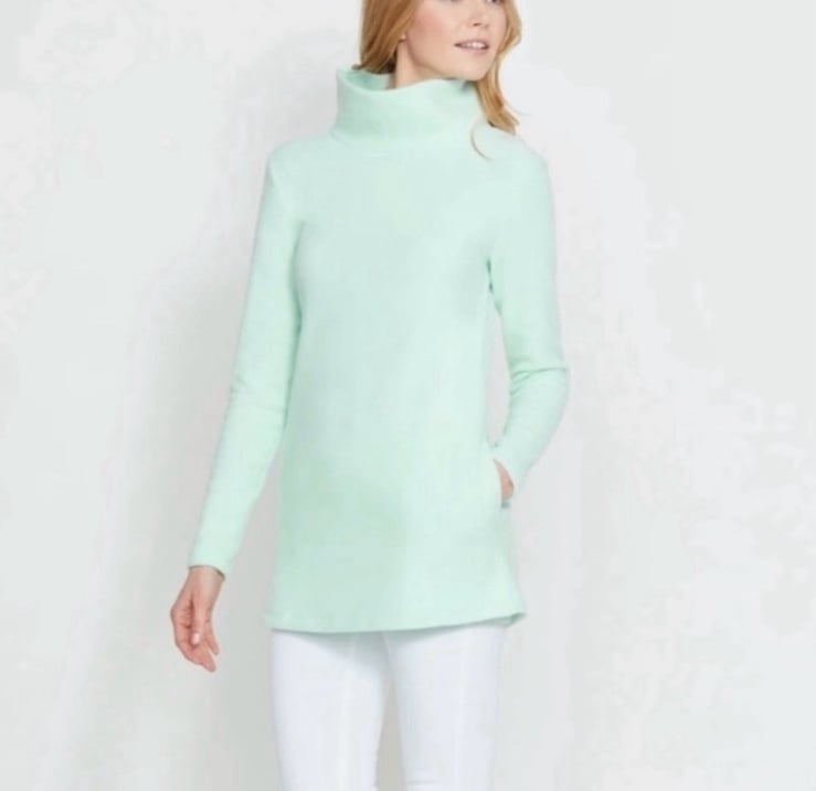 mint green turtleneck sweater