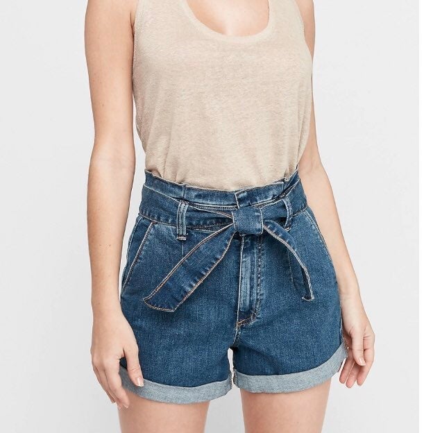 Express High Waist Paperbag Jean Shorts