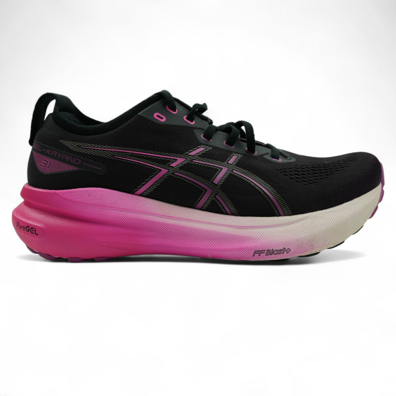 Asics Shoes Womens 10W Gel Kayano 31 Athletic Running Black Pink No Insoles