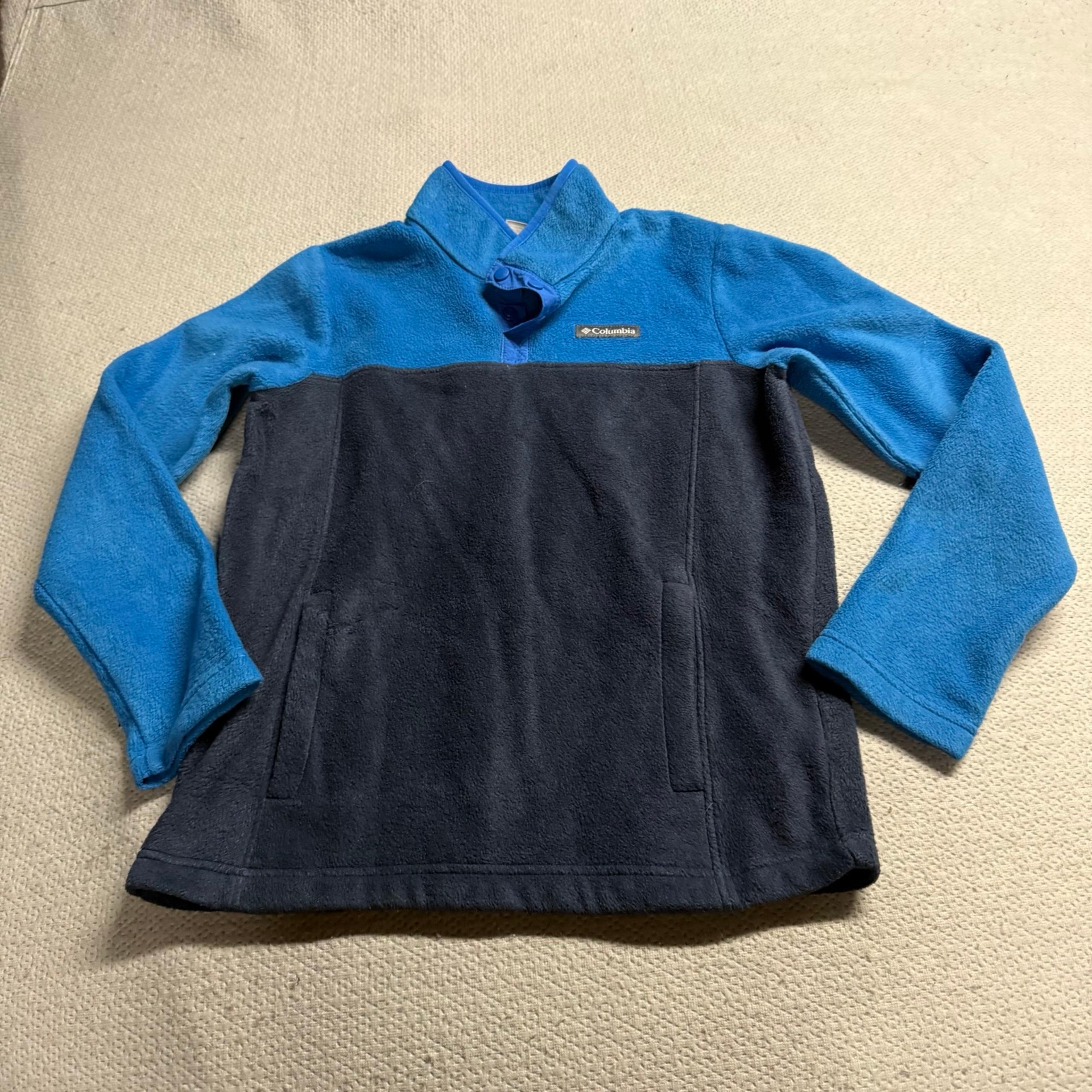 Columbia boys pullover fleece button sweatshirt in Navy blue Size large 14/16