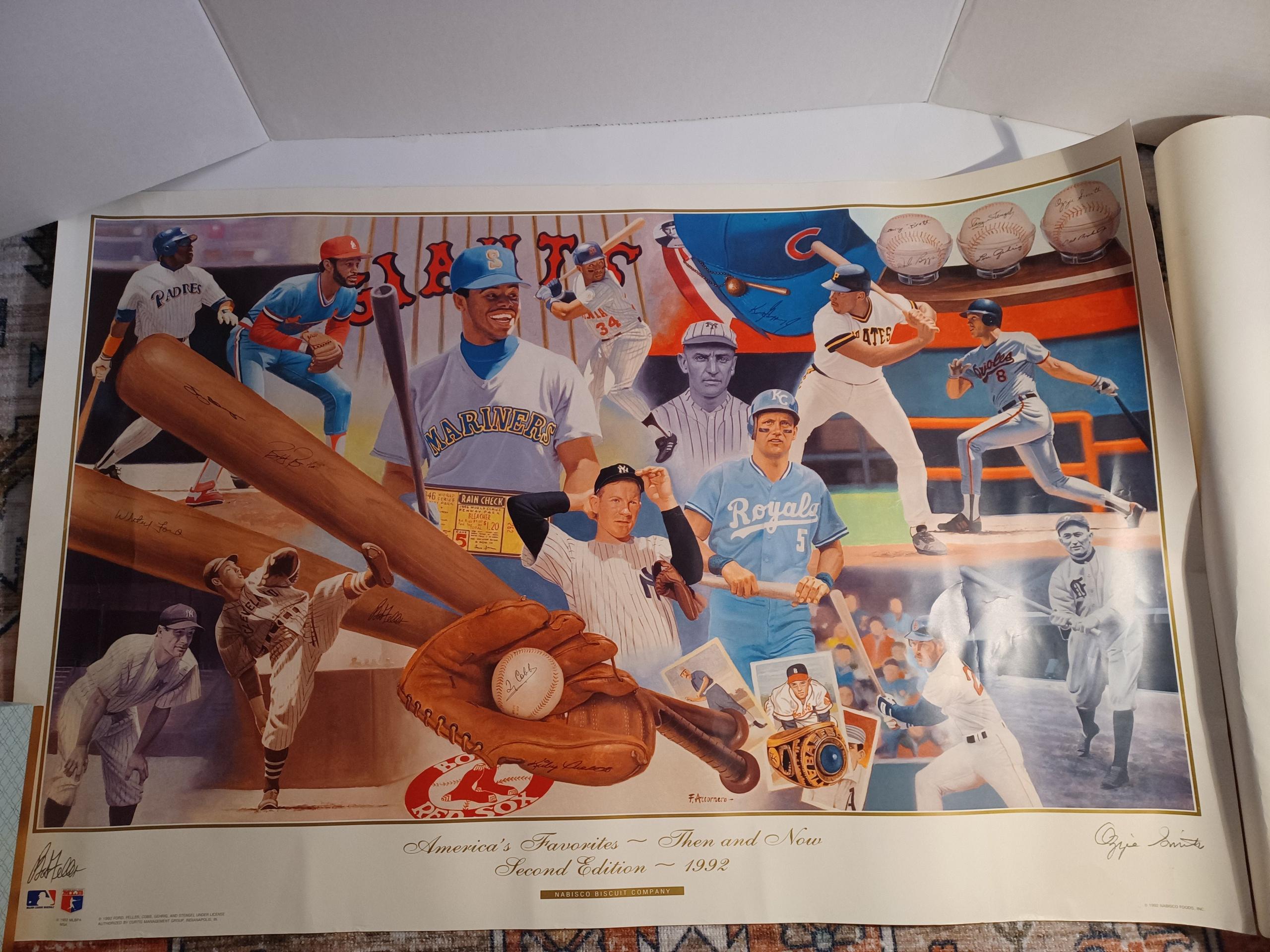 Vintage baseball posters from Nabisco foods 1992 lot of 2