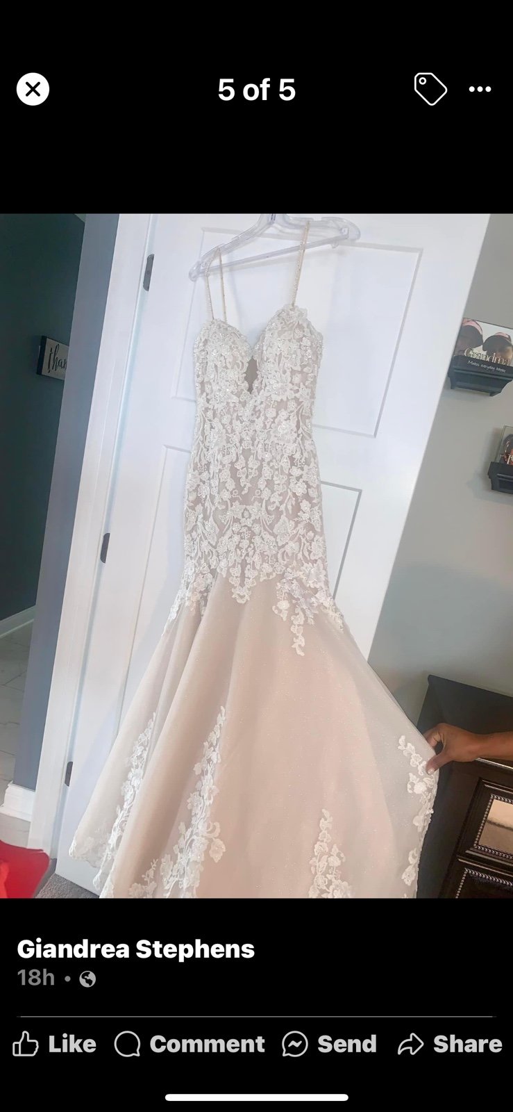 Morilee Roxanne style 2073, Wedding Gown; pearl & crystal beaded, three-dime