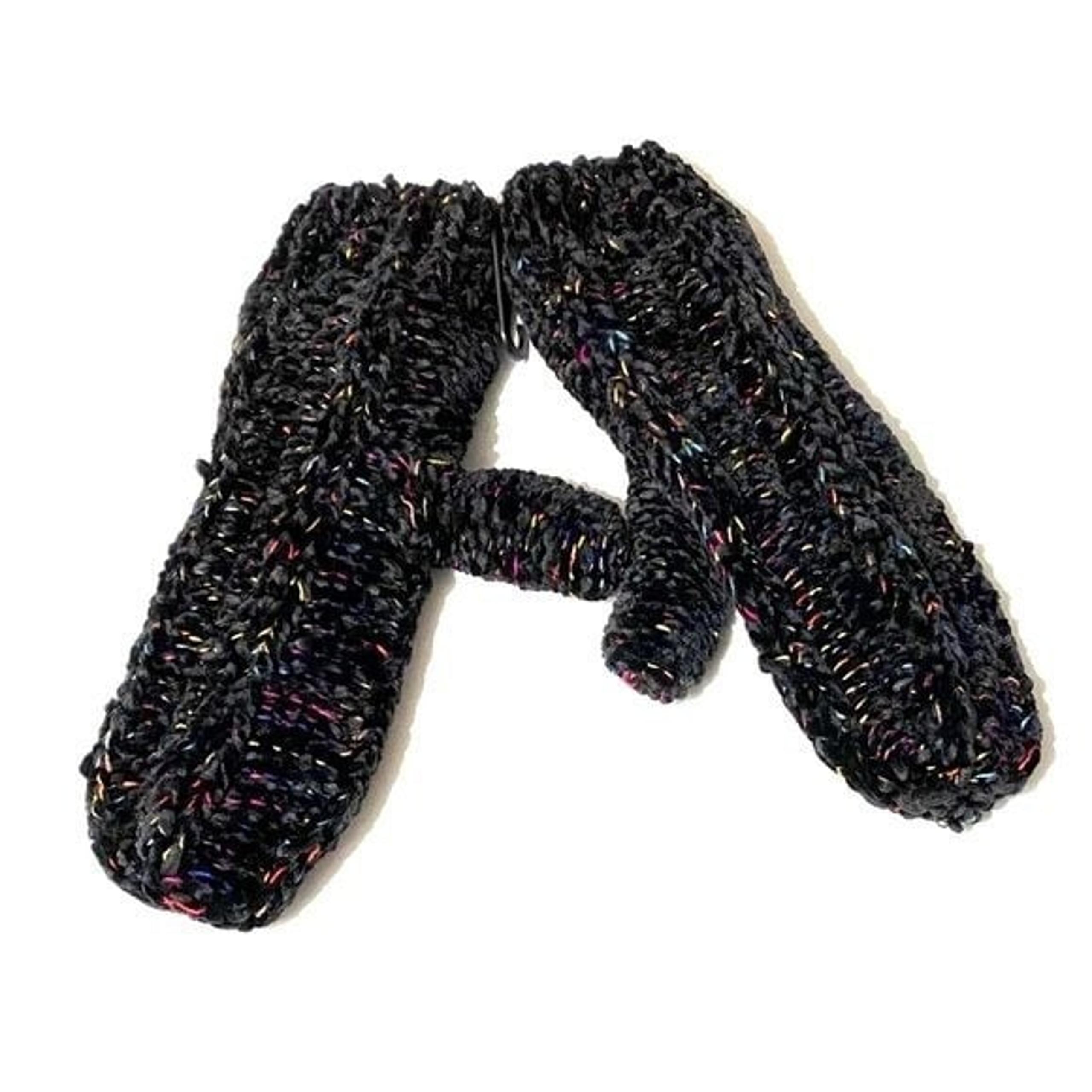 INC Mittens Chenille Confetti Space Dye Mittens Black