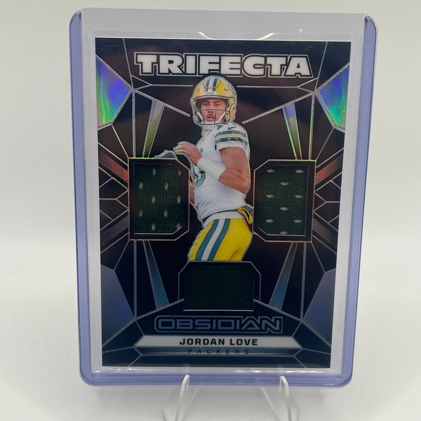 2024 Panini Obsidian Jordan Love Trifecta patches