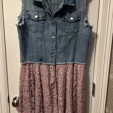 Long Denim and Lace Vest