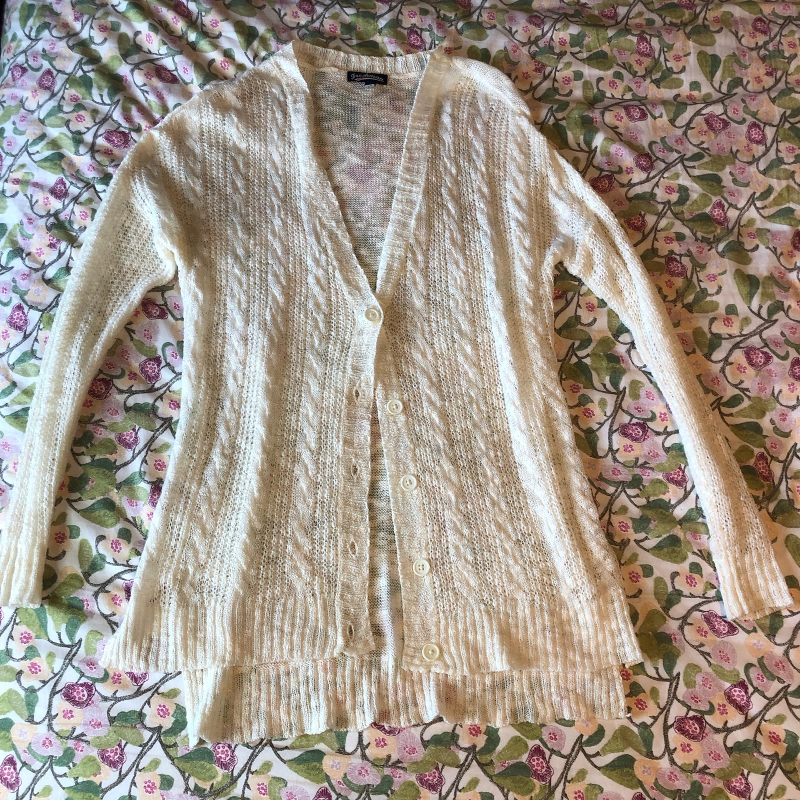 “Freshman” Vintage Crochet knit Cardigan sweater
