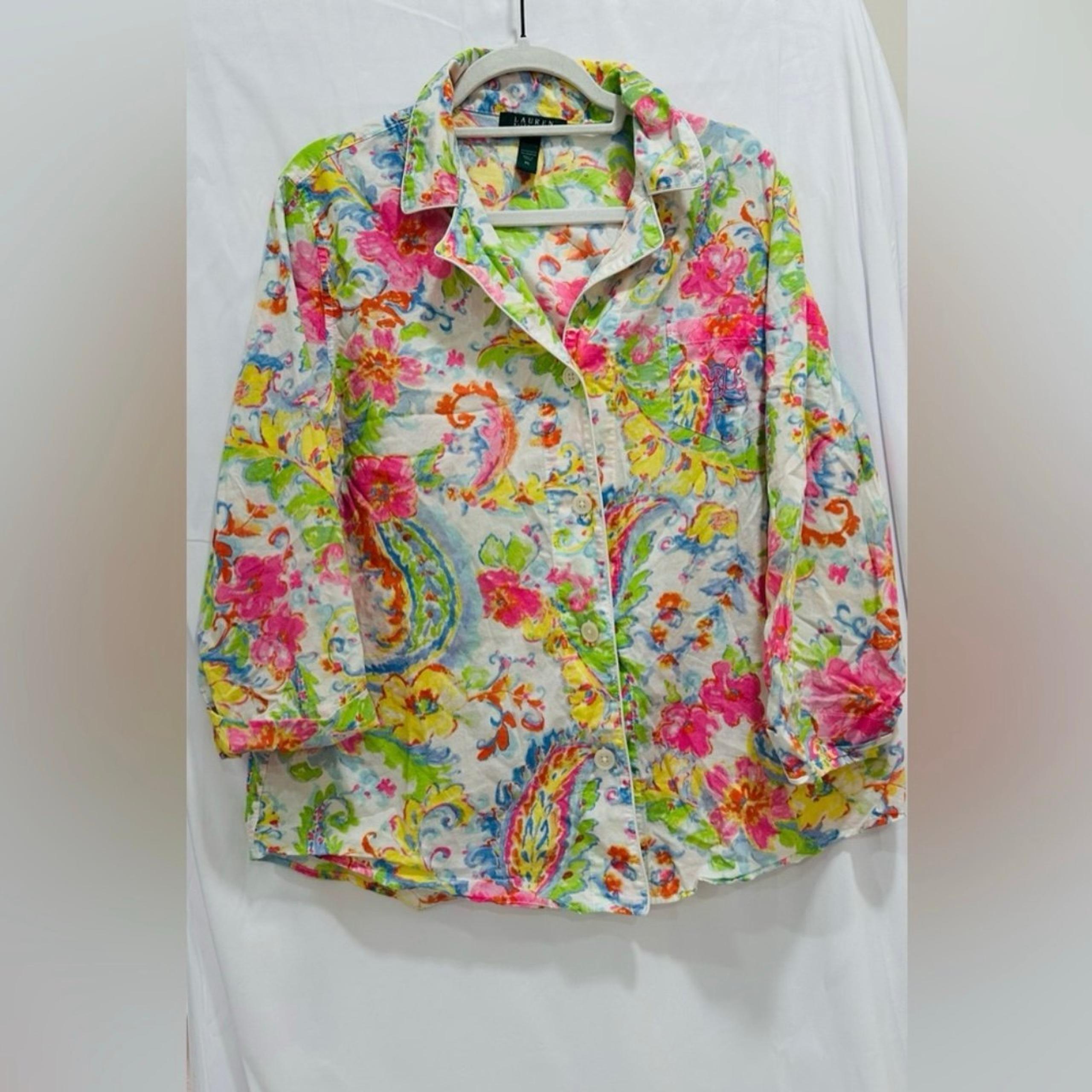 Lauren Ralph Lauren Women’s Floral Print Button Pajama Top Size XL