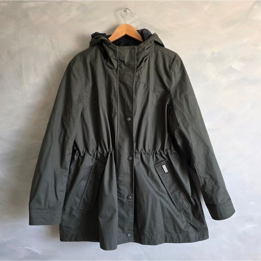 Hunter Ladies's Water Resistant Cotton Smock Rain Jacket Sz XXL Olive Outdoor