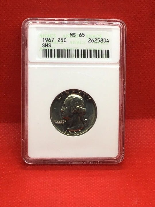 1967 ANACS SMS Washington Quarter MS-65