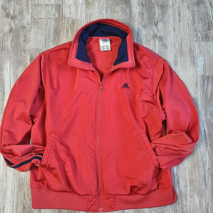 Adidas 3 Stripes Trefoil Warmup Jacket XL Red Navy Full Zip Retro Y2K Vintage