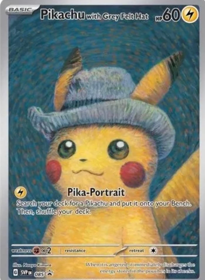 Pokémon TCG Pikachu With Grey Felt Hat 085 Promo Card Pokemon x Van Gogh Museum