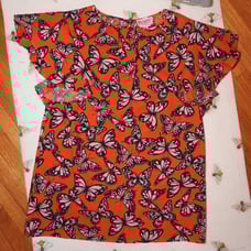 Kate Spade Orange Butterfly Blouse XS NWOT!