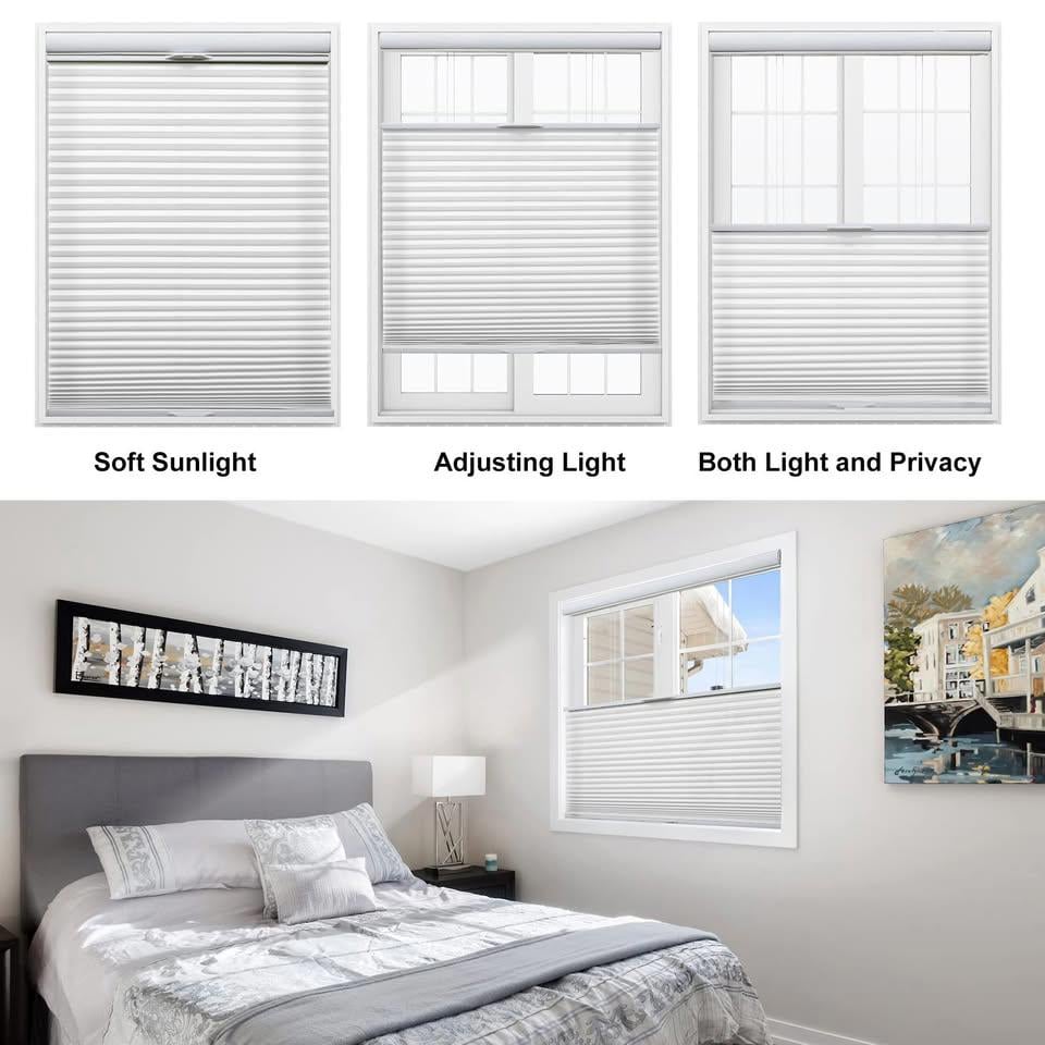 Cordless Light Filtering Cellular Shades Window Blinds White 37 x 64