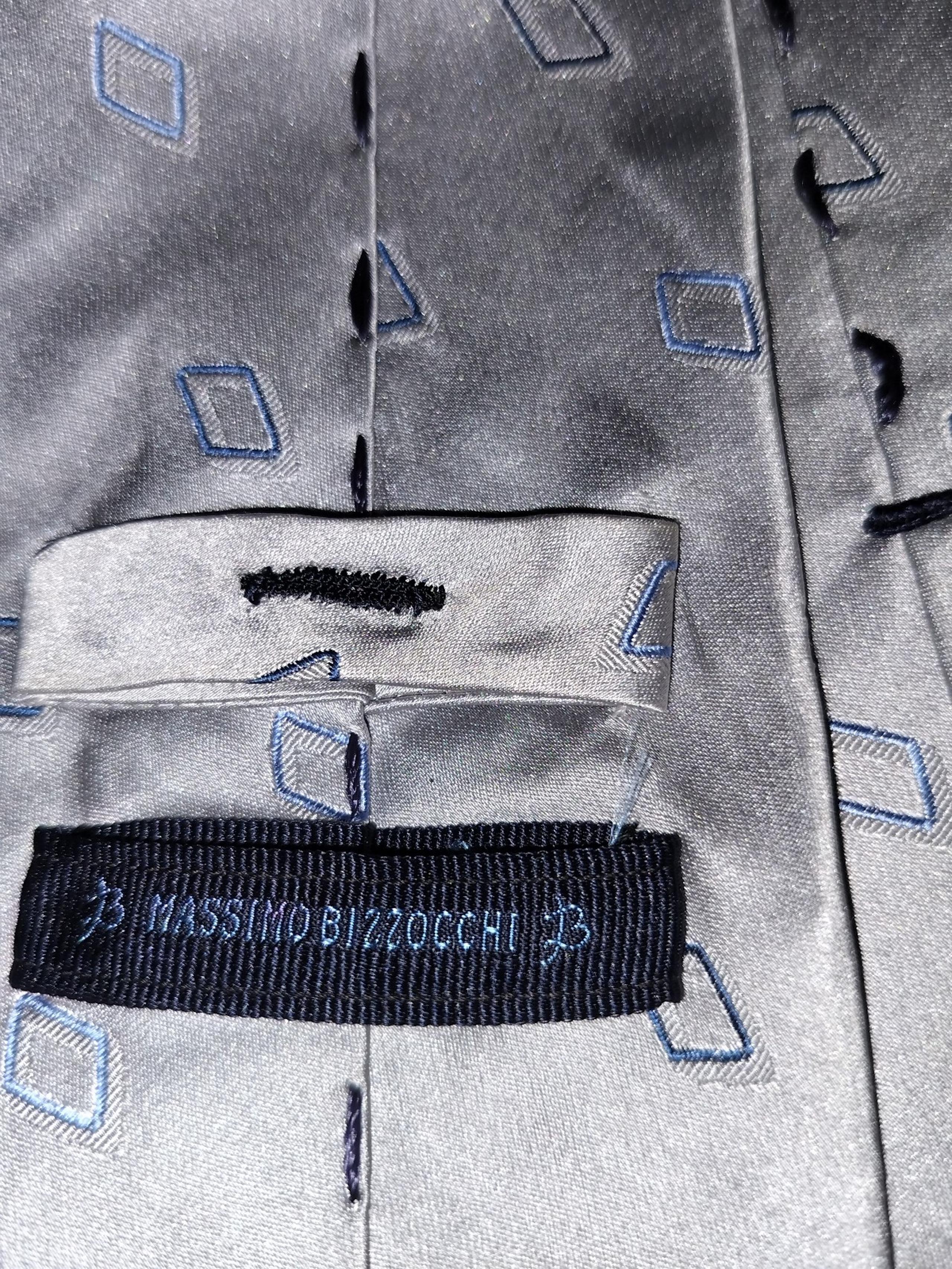 Massimo bizzocchi silver woven geometric tie made in Italy