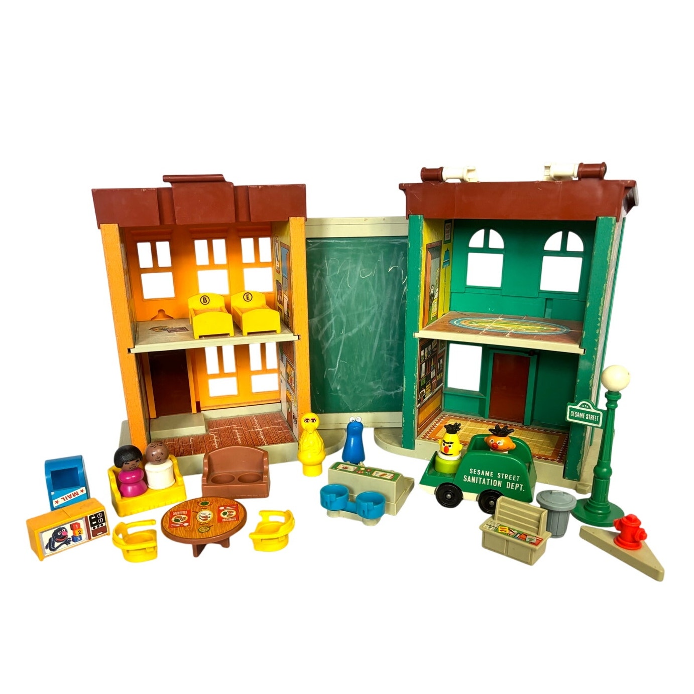 1970s Fisher Price Little People Sesame Street Play Family House & Accessories