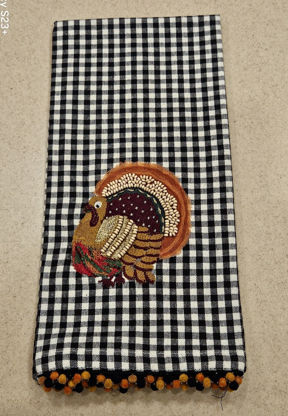 NEW MACKENZIE CHILDS GOBBLER COURTLY CHECK TURKEY 100% COTTON KITCHEN DISH TOWEL