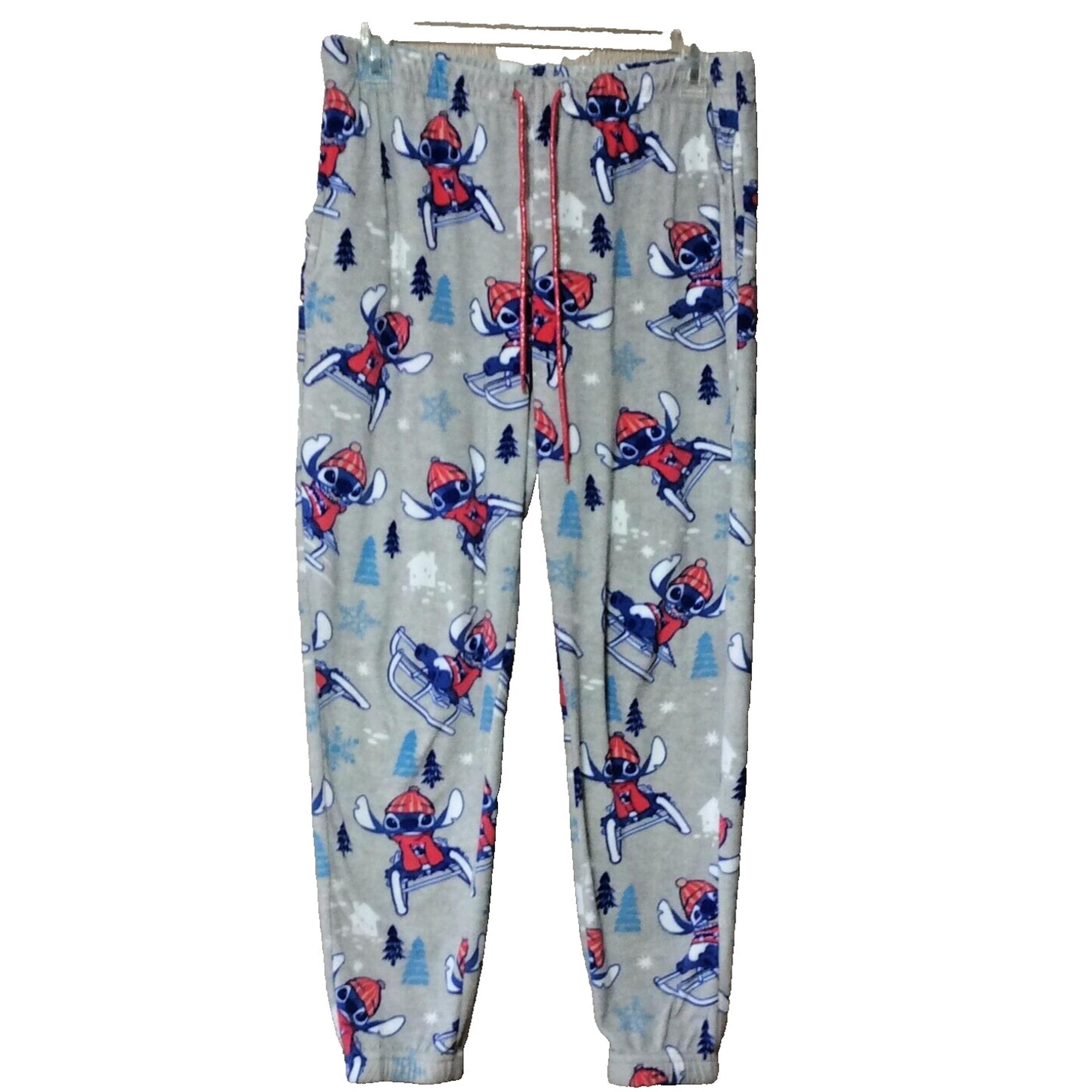Disney Lilo & Stitch Womens Size 8/10 Soft Draw String Waist Pajama Bottoms Gray