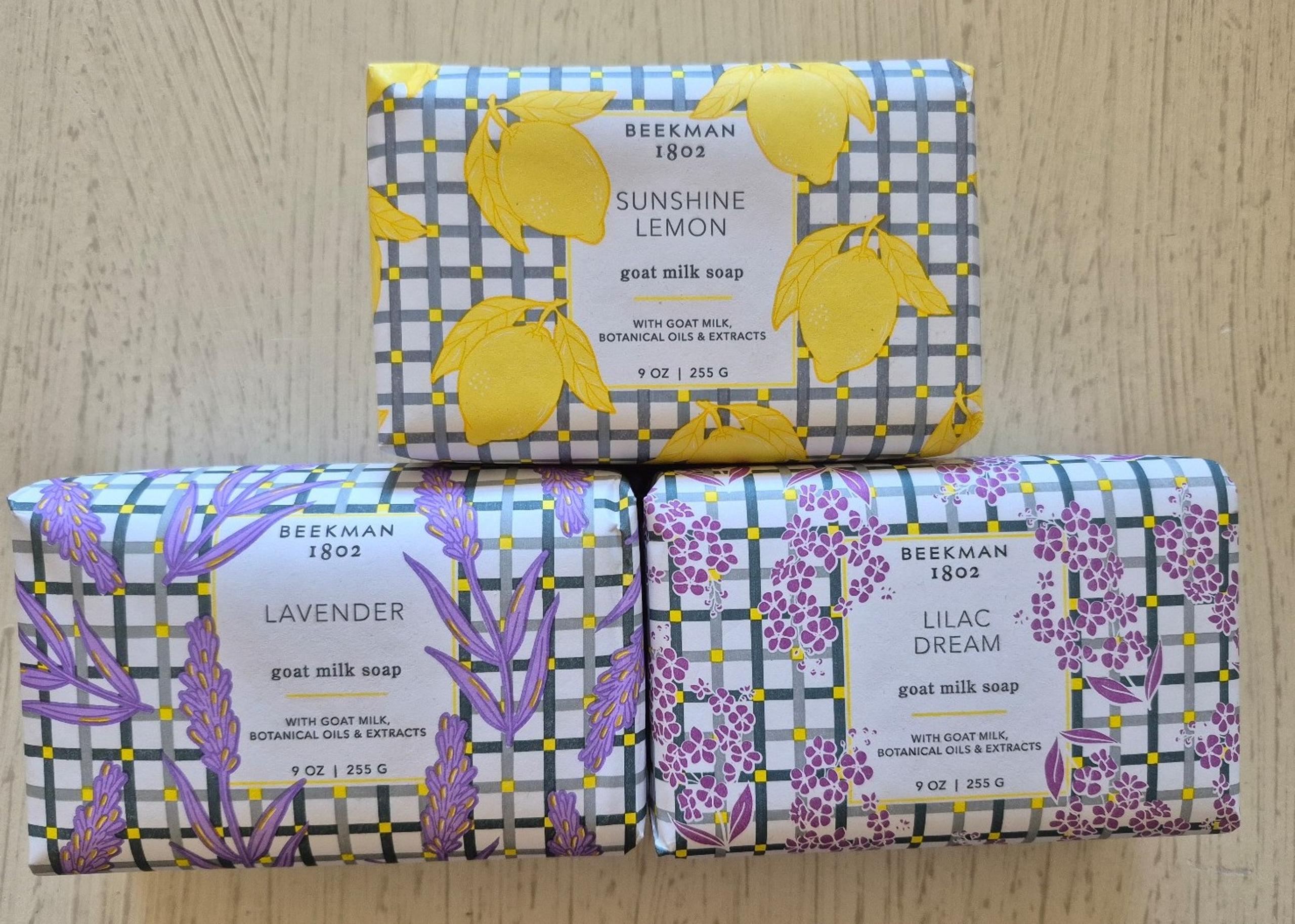 Beekman 1802 Goat Milk Soap Triple Milled Cruelty Free x3 Lemon, Lavender, Lilac