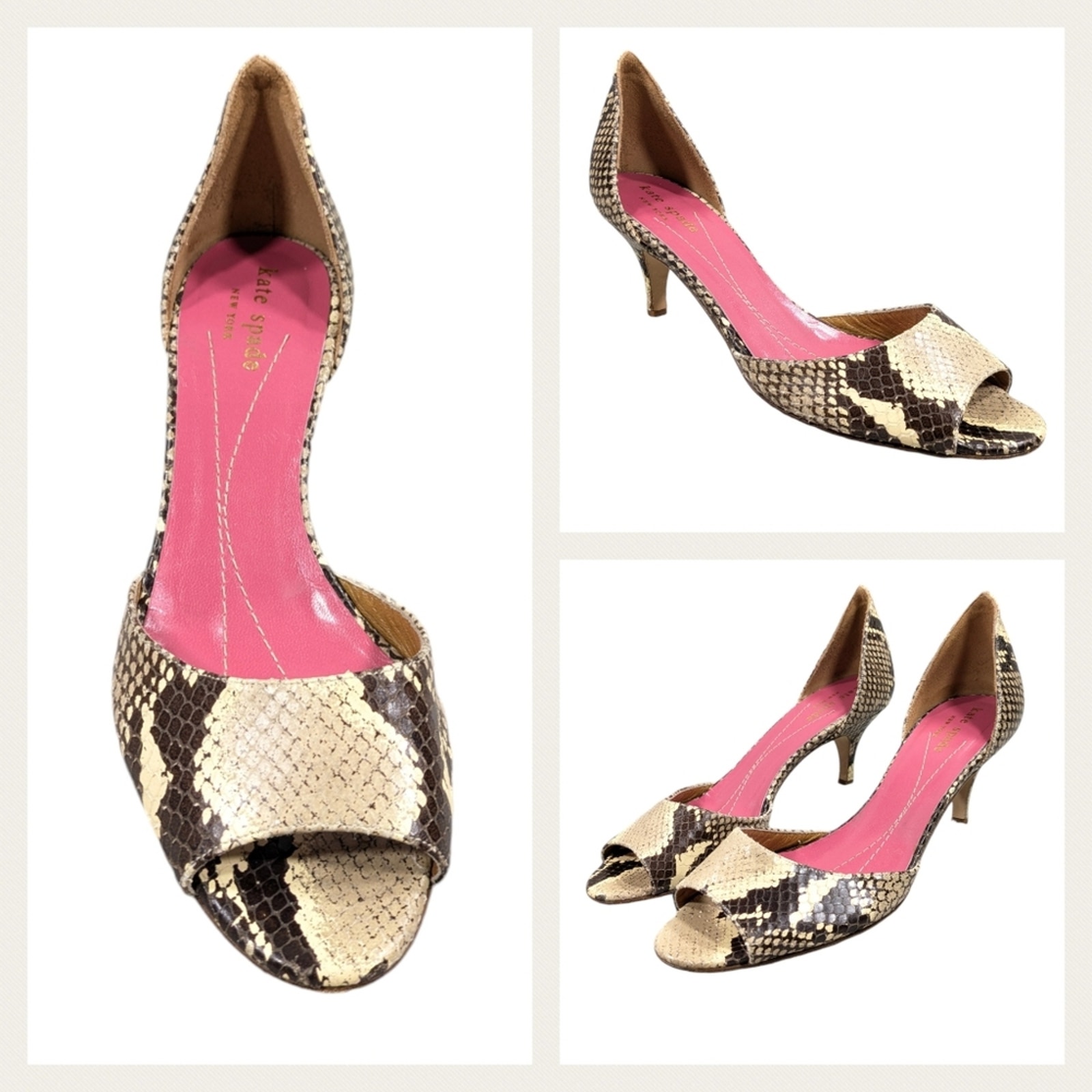 Kate Spade Snakeskin Kitten Heel 229 EUC Size 6B S2797