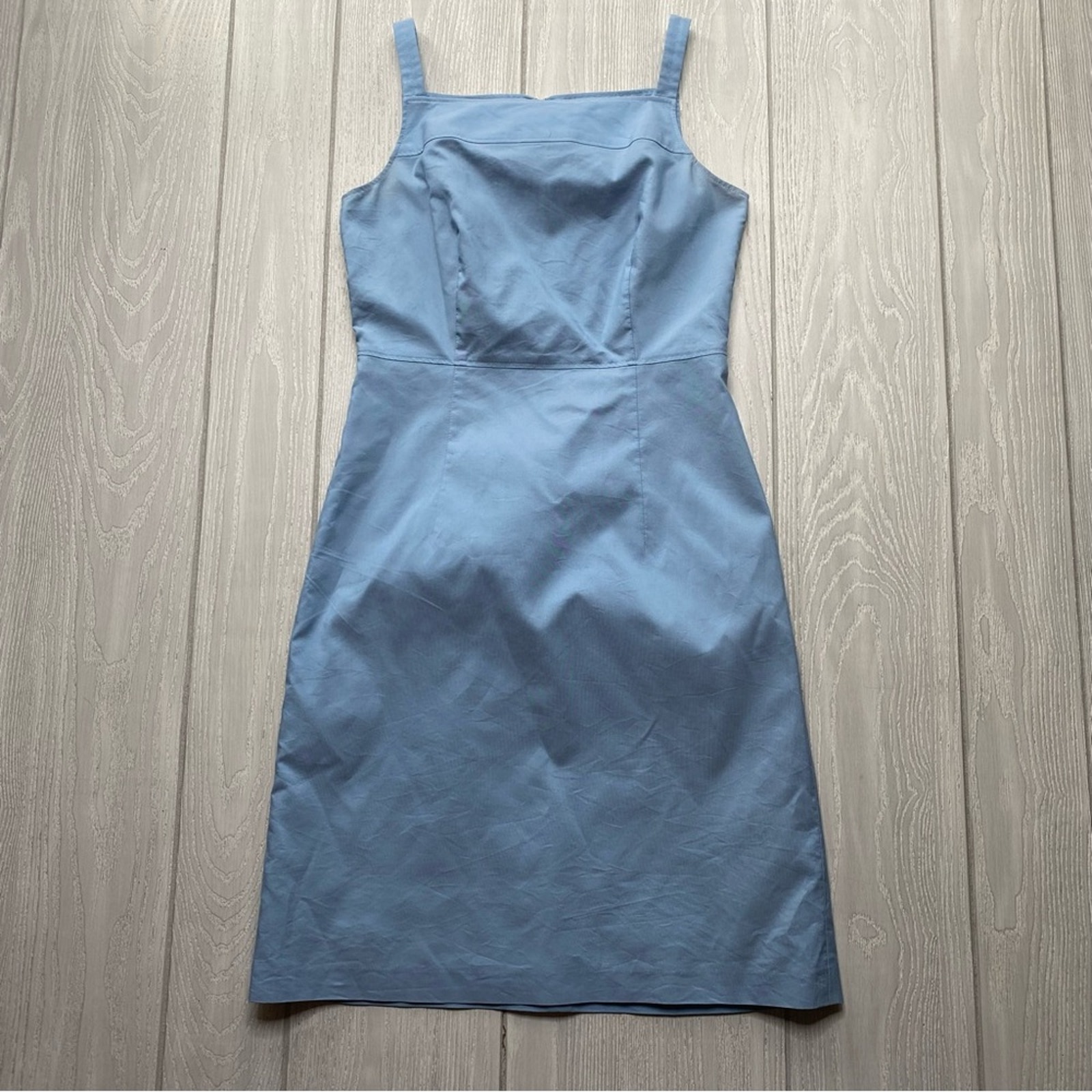 J. CREW WOMEN'S BABY BLUE SQUARE NECKLINE CLASSIC SHEATH DRESS SIZE PETITE 2
