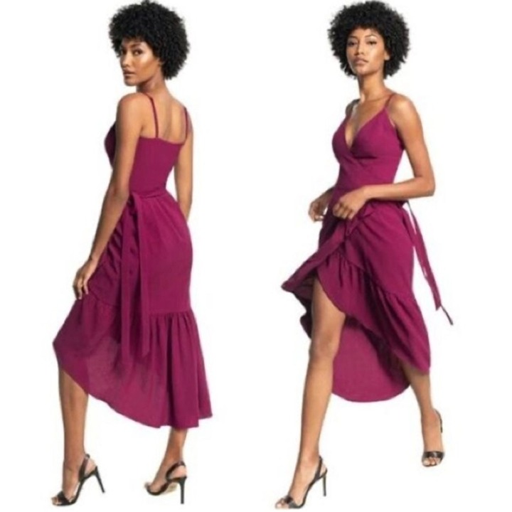 NEW Dress the Population Delphine Dress in Dark Magenta - Extra Small
