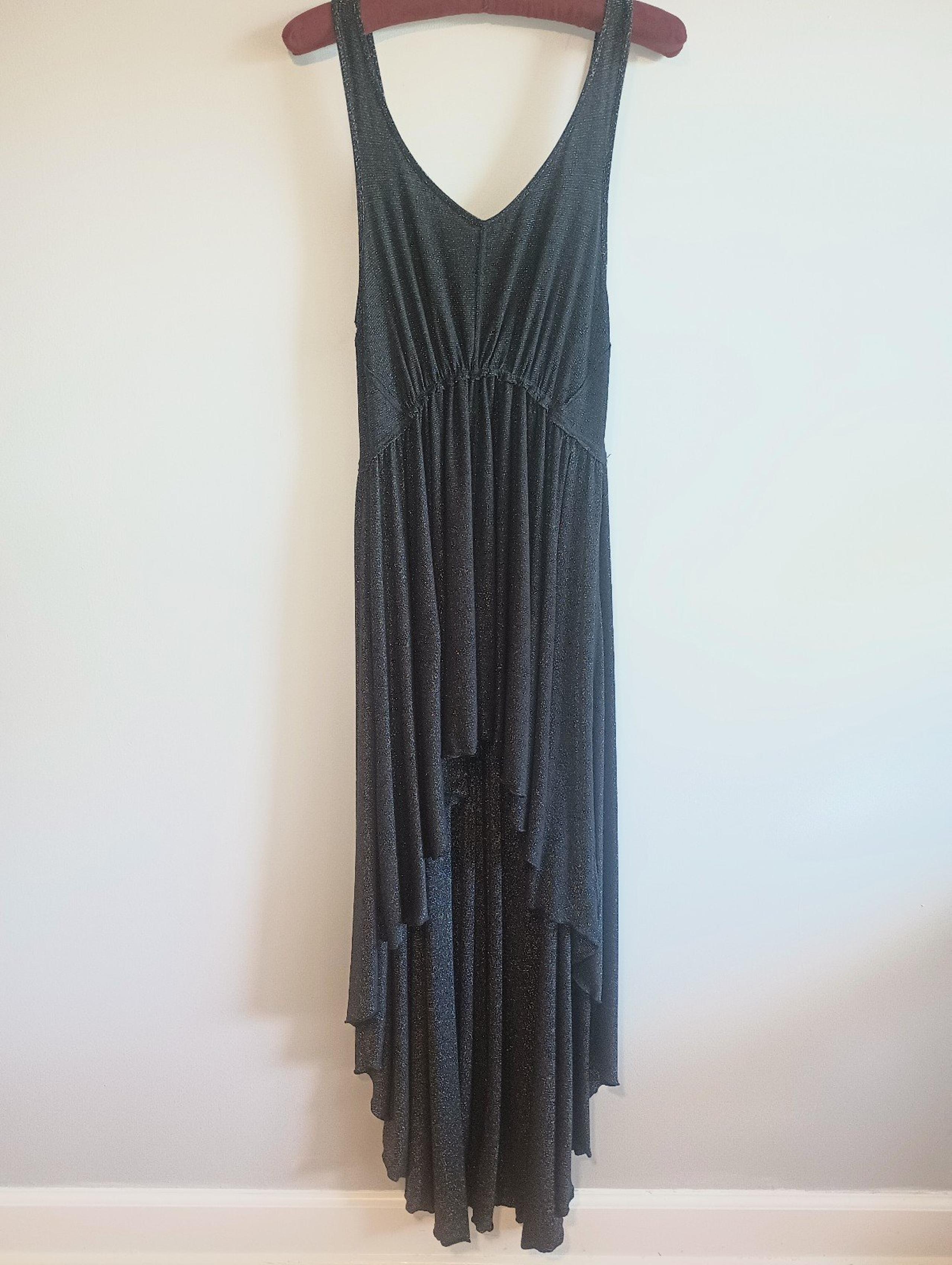 Free People fp Beach black metallic shimmer hi low dress