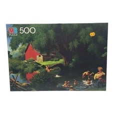 Vintage Good Old Days Those Were The Days 500 PCS MB Skinny Dipping Puzzle #4181