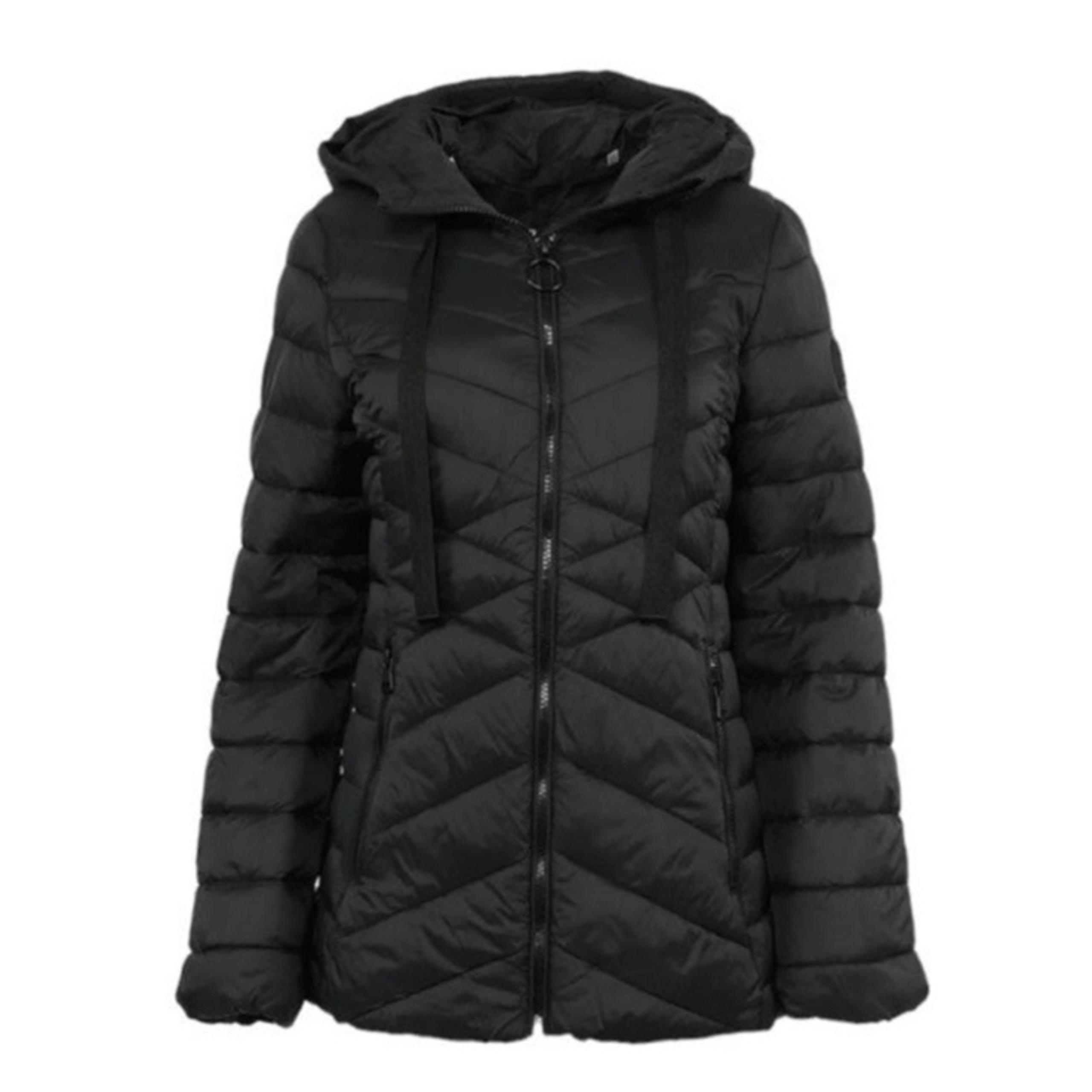 (NEW) Madden Girl Women's Hooded Puffer Jacket in Black, Medium