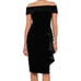Xscape Black Ruffle Off the Shoulder Velvet Cocktail Dress