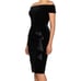 Xscape Black Ruffle Off the Shoulder Velvet Cocktail Dress