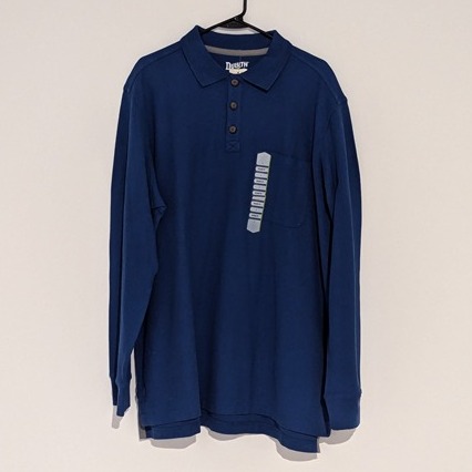 NWT Duluth Trading Co. Men's Royal Blue Long Sleeve Polo Relaxed Fit sz L