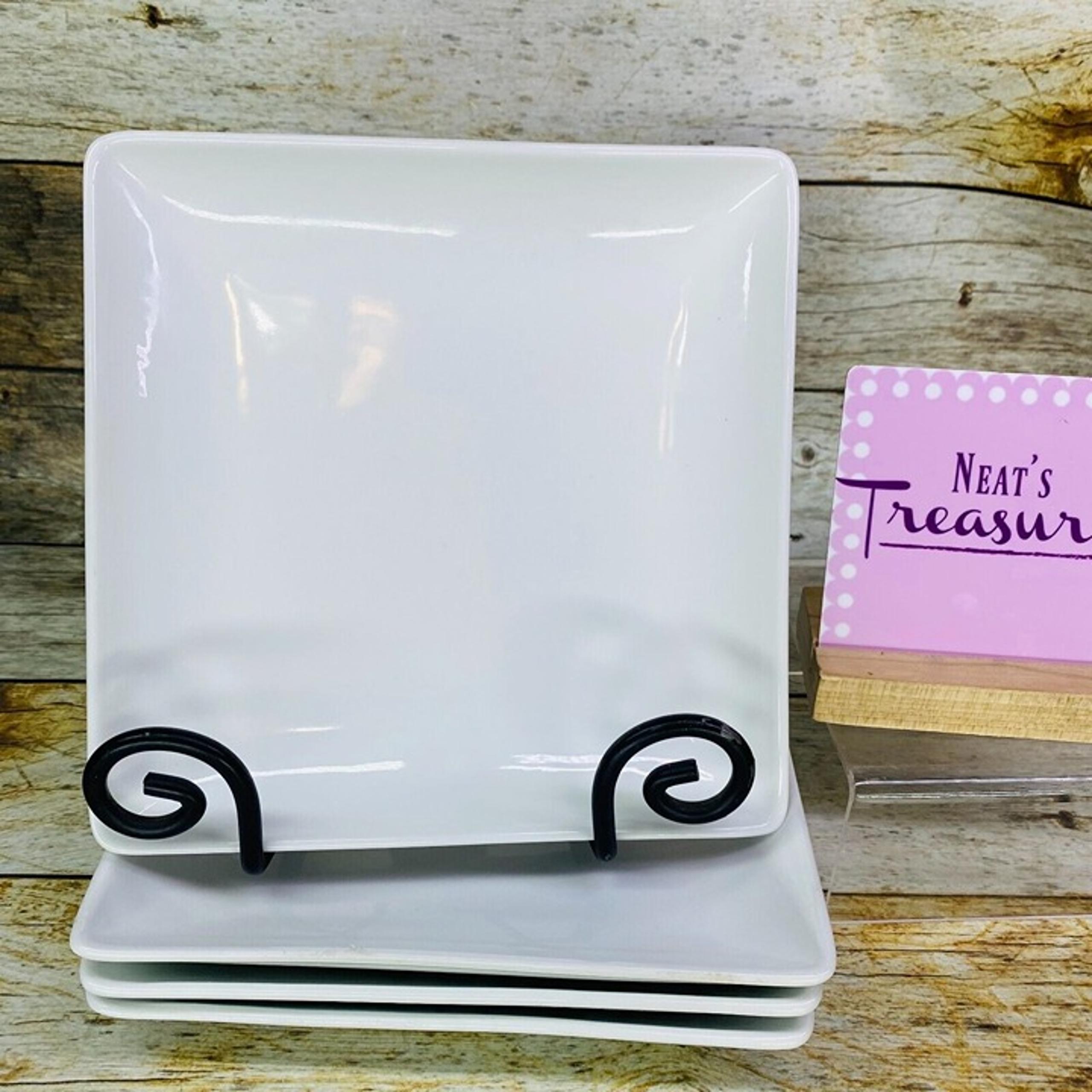 Threshold Target WHITE SOFT SQUARE Undecorated Coupe Salad Lunch Plates Set of 4