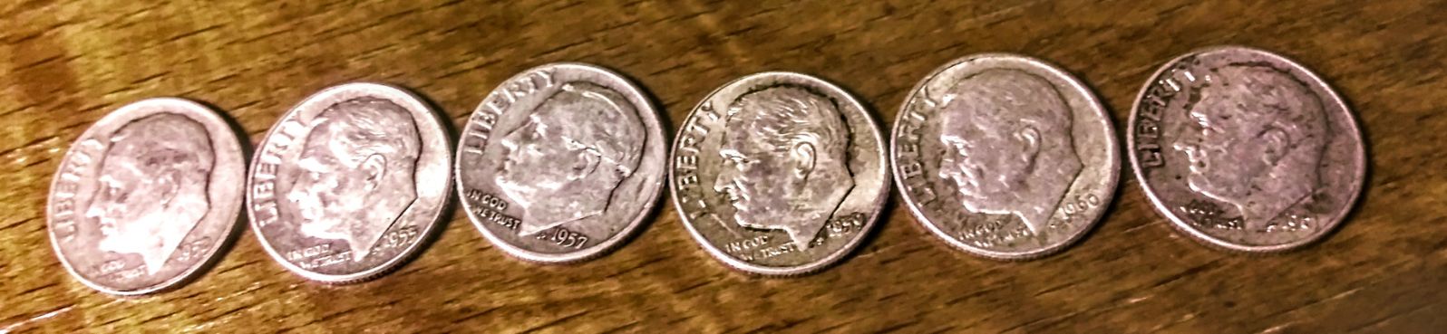 Six. Us Silver dimes in beautiful condit