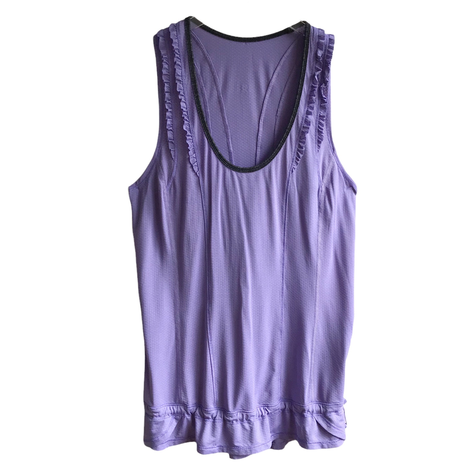 Lululemon Mind Over Matter Tank Top Grapeseed Size 6 Periwinkle Ruffle Racerback
