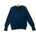 Vintage Christian Dior Embroidered Logo V Neck Knit Sweater Navy Blue USA Made M