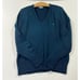 Vintage Christian Dior Embroidered Logo V Neck Knit Sweater Navy Blue USA Made M