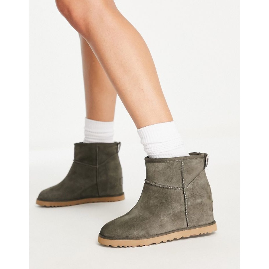 UGG Classic Femme Mini Hidden Wedge Ankle Boots Slate Gray Women's Size 9 NWOT