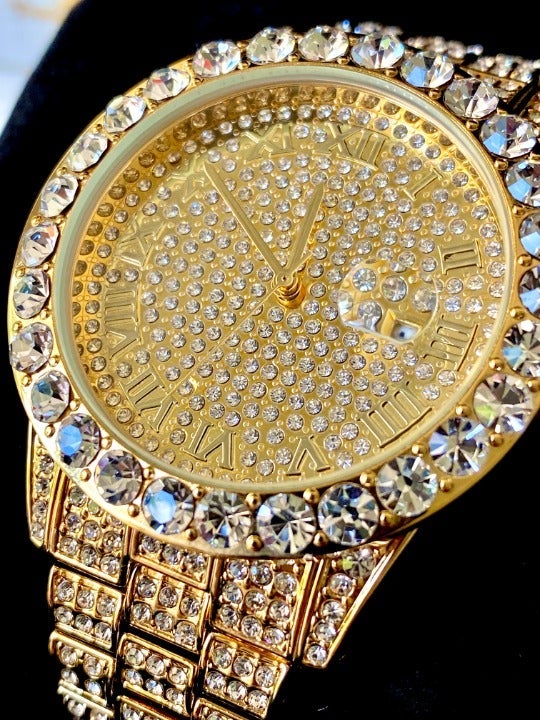 14K Gold Filled Finish Ice Out Watch