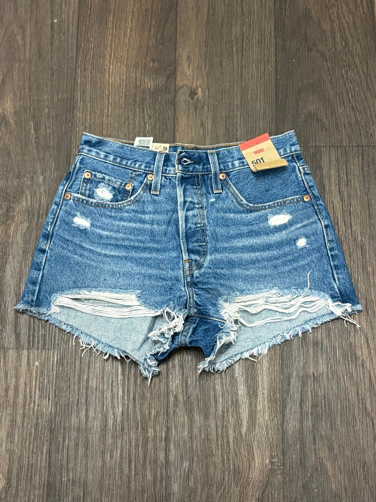 Levi’s 501 High-Rise Distressed Denim Shorts - Size 26 NWT