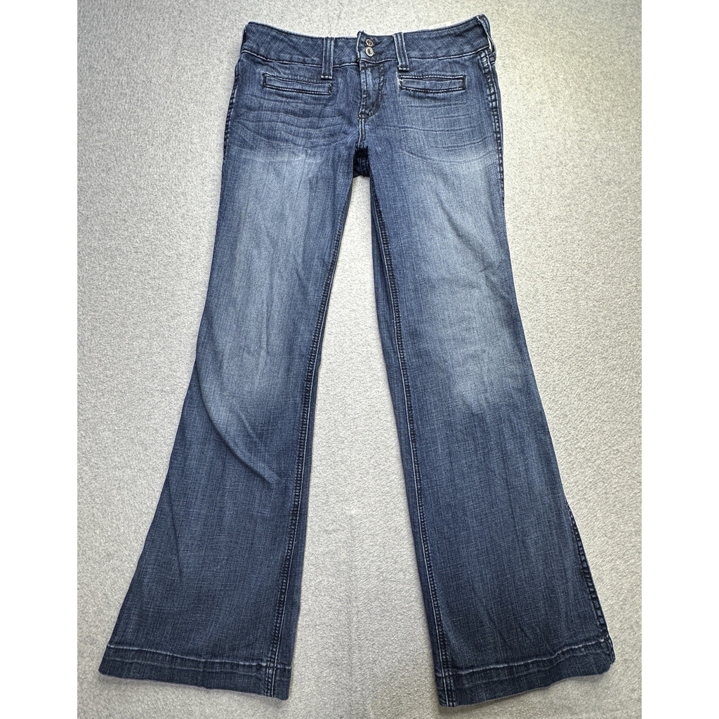 Ariat Jeans Womens 29R Blue Denim Wide Leg Stretch Trouser Normcore Ladies*