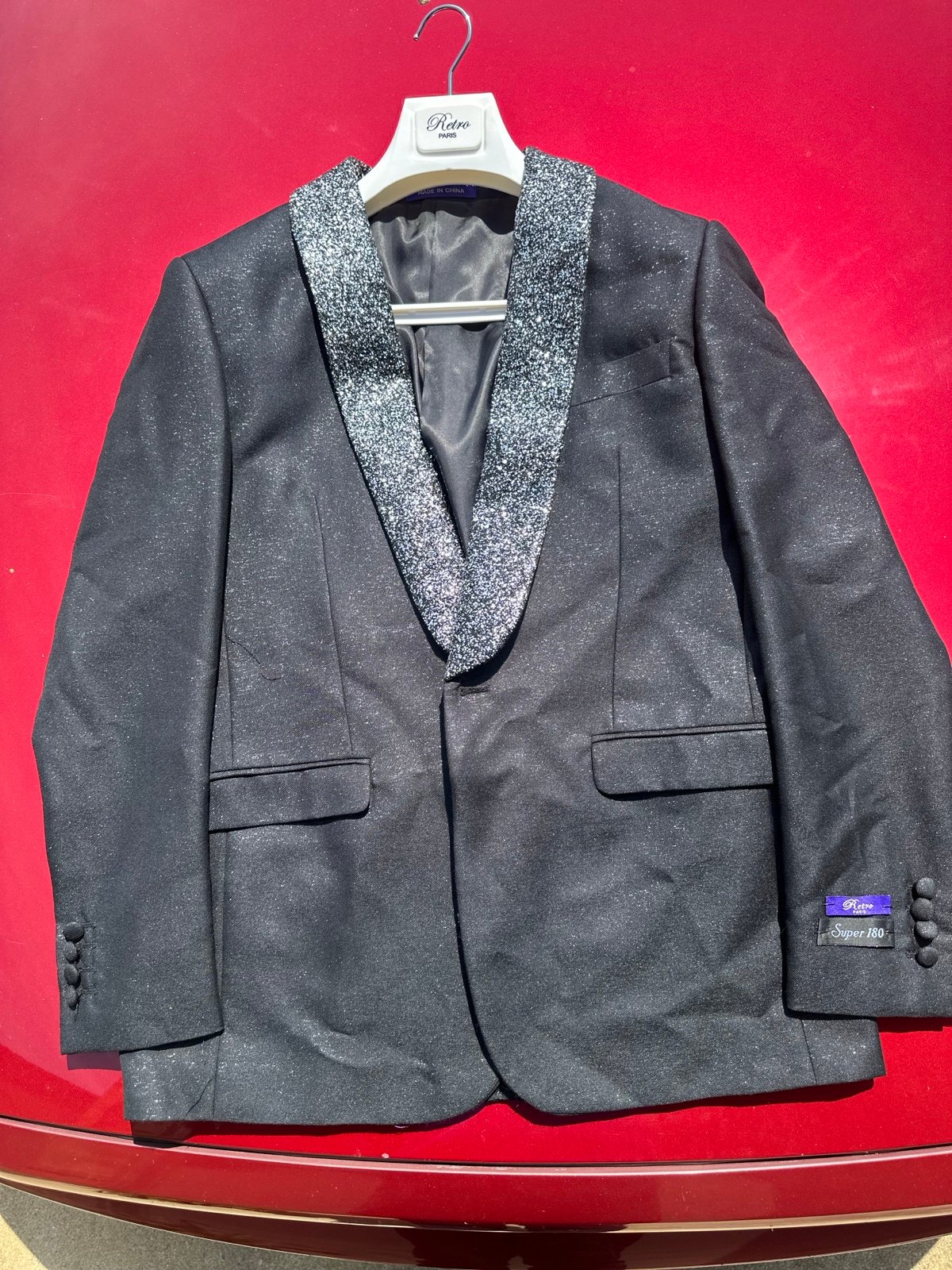 Retro Paris Black & Silver Sparkling Prom Jacket/Blazer